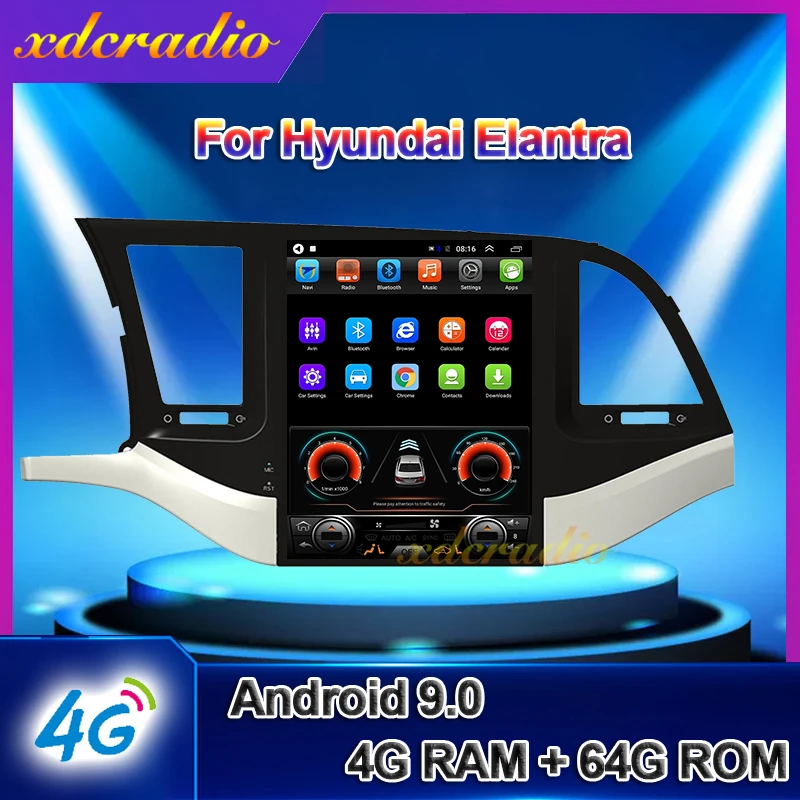 Автомагнитола Xdcradio 10 4 дюймов вертикальный экран Tesla Android 9 0 для Hyundai Elantra