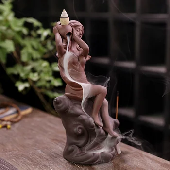 Backflow Incense Holder Ceramics Beauty with Conch Incense Burner Aroma Therapy Desktop Figurine Home Office Decorations (Dark R 
Backflow Incense Holder Ceramics Beauty with Conch Incense Burner Aroma Therapy Desktop Figurine Home Office Decorations (Dark R