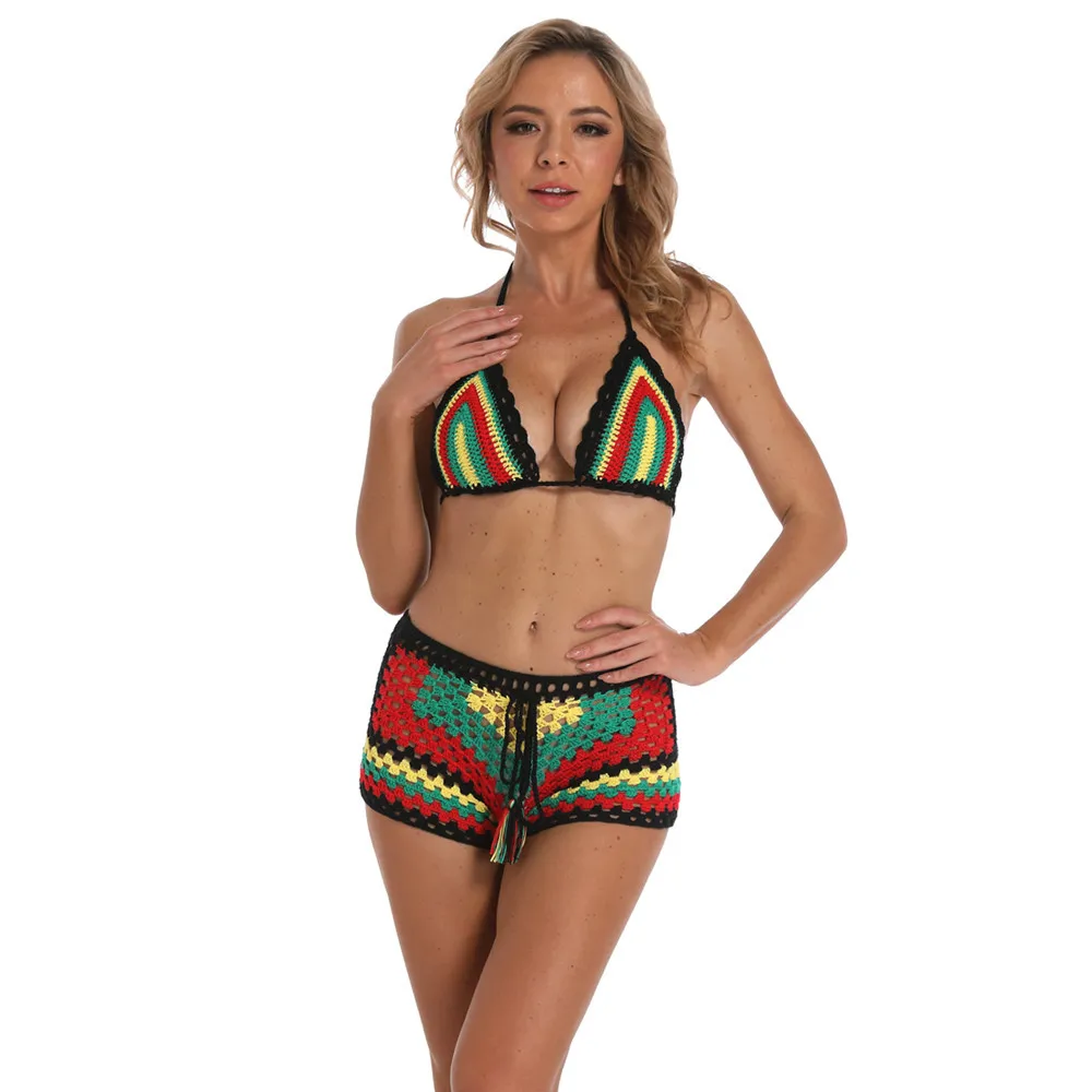 2022 New Crochet Bikini Sets Multi Color Knitted Rainbow Striped Off Shoulder Top + Bottom Bikini Bathing Suit Swimsuit
2022 New Crochet Bikini Sets Multi Color Knitted Rainbow Striped Off Shoulder Top + Bottom Bikini Bathing Suit Swimsuit