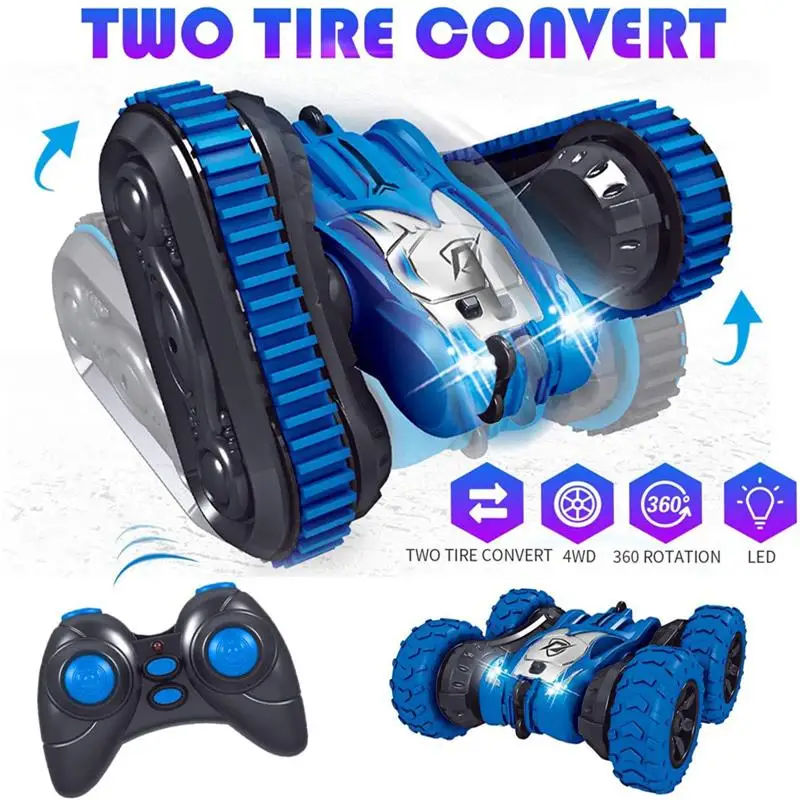 2 in 1 RC Car Two Tire Convert Remote Control Double-sided Stunt Car With LED 4WD 360° Rotation Fancy Shape Children's Toys Gift
2 in 1 RC Car Two Tire Convert Remote Control Double-sided Stunt Car With LED 4WD 360° Rotation Fancy Shape Children's Toys Gift