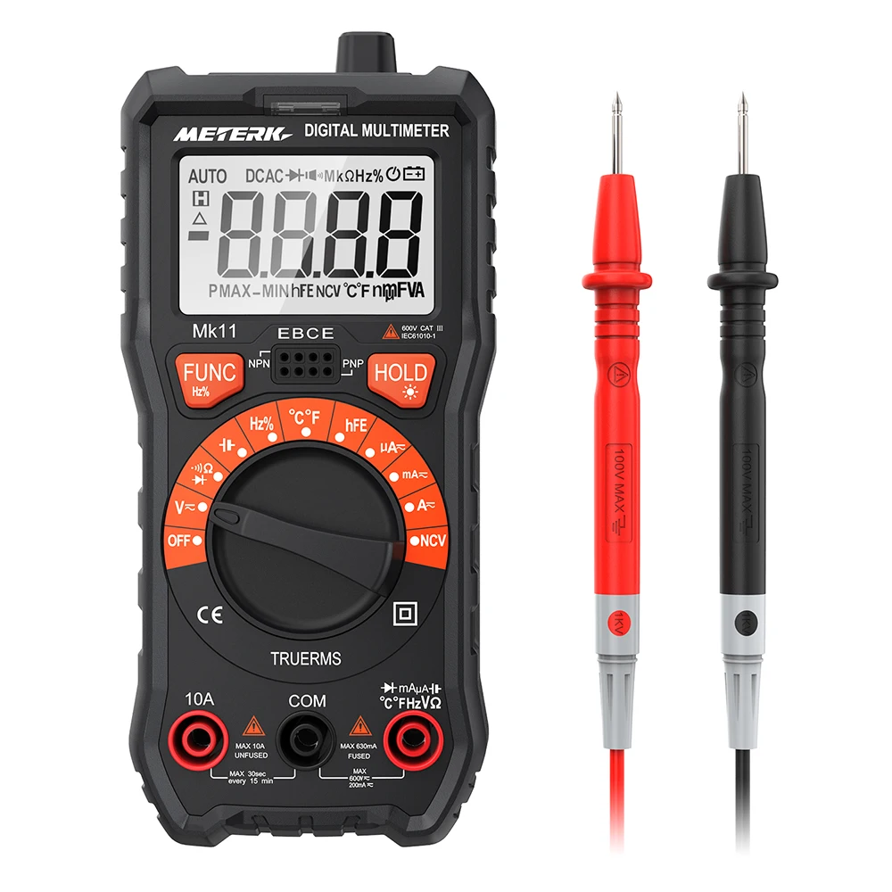 Meterk Multimeter RMS Auto Ranging Non Contact Voltage Multi Meter Current Resistance Capacitance Frequency Temperature Tester
Meterk Multimeter RMS Auto Ranging Non Contact Voltage Multi Meter Current Resistance Capacitance Frequency Temperature Tester