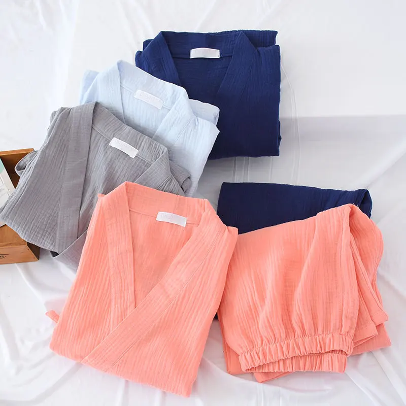 100% Cotton Crepe Men's and Women's Kimono Pajamas Long-sleeved V-Neck Pyjamas Women Kimono Suit Solid Plus Size Pijama Mujer
100% Cotton Crepe Men's and Women's Kimono Pajamas Long-sleeved V-Neck Pyjamas Women Kimono Suit Solid Plus Size Pijama Mujer