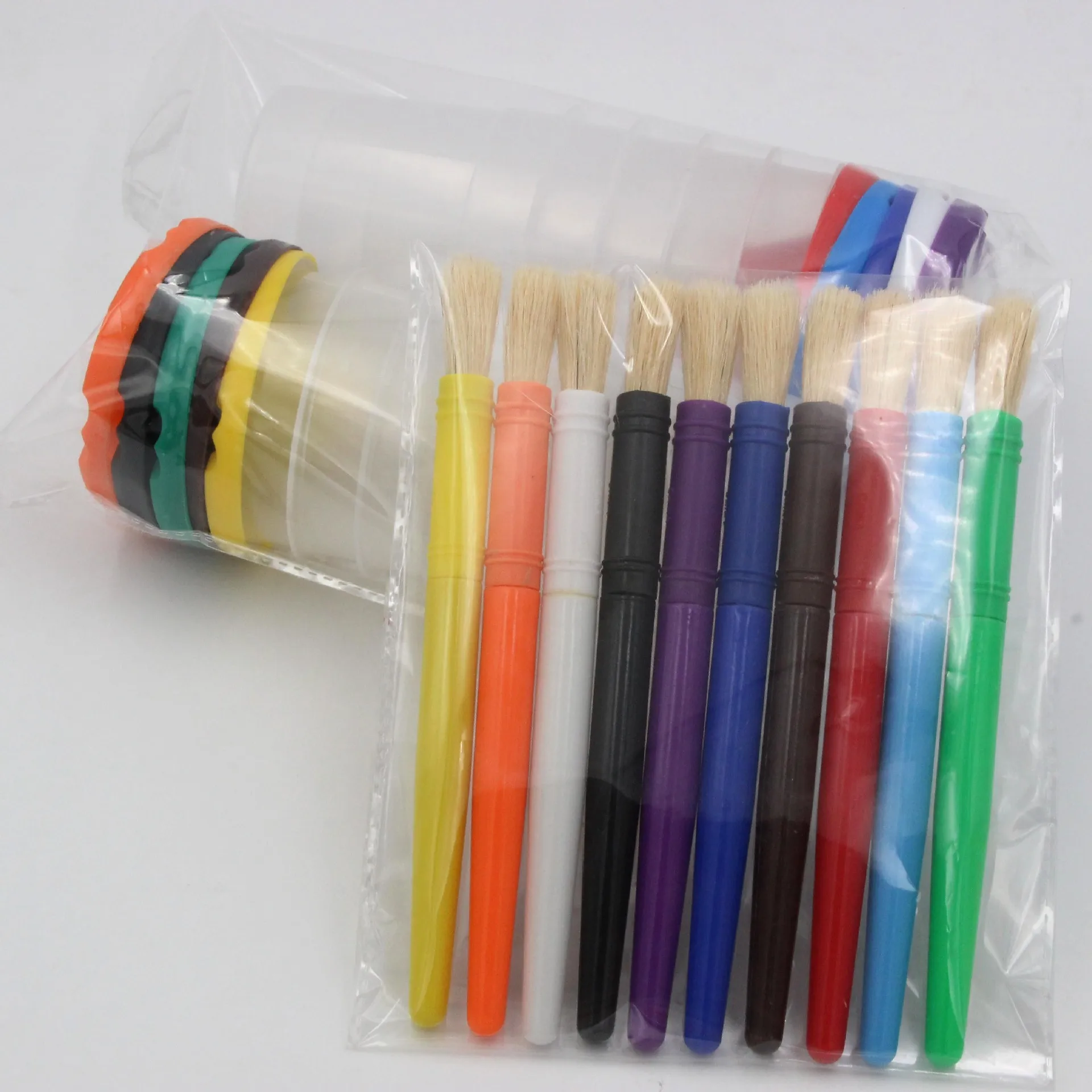 Generic 10 Color Washing Cup Bristles Graffiti Painting Boar Brushes