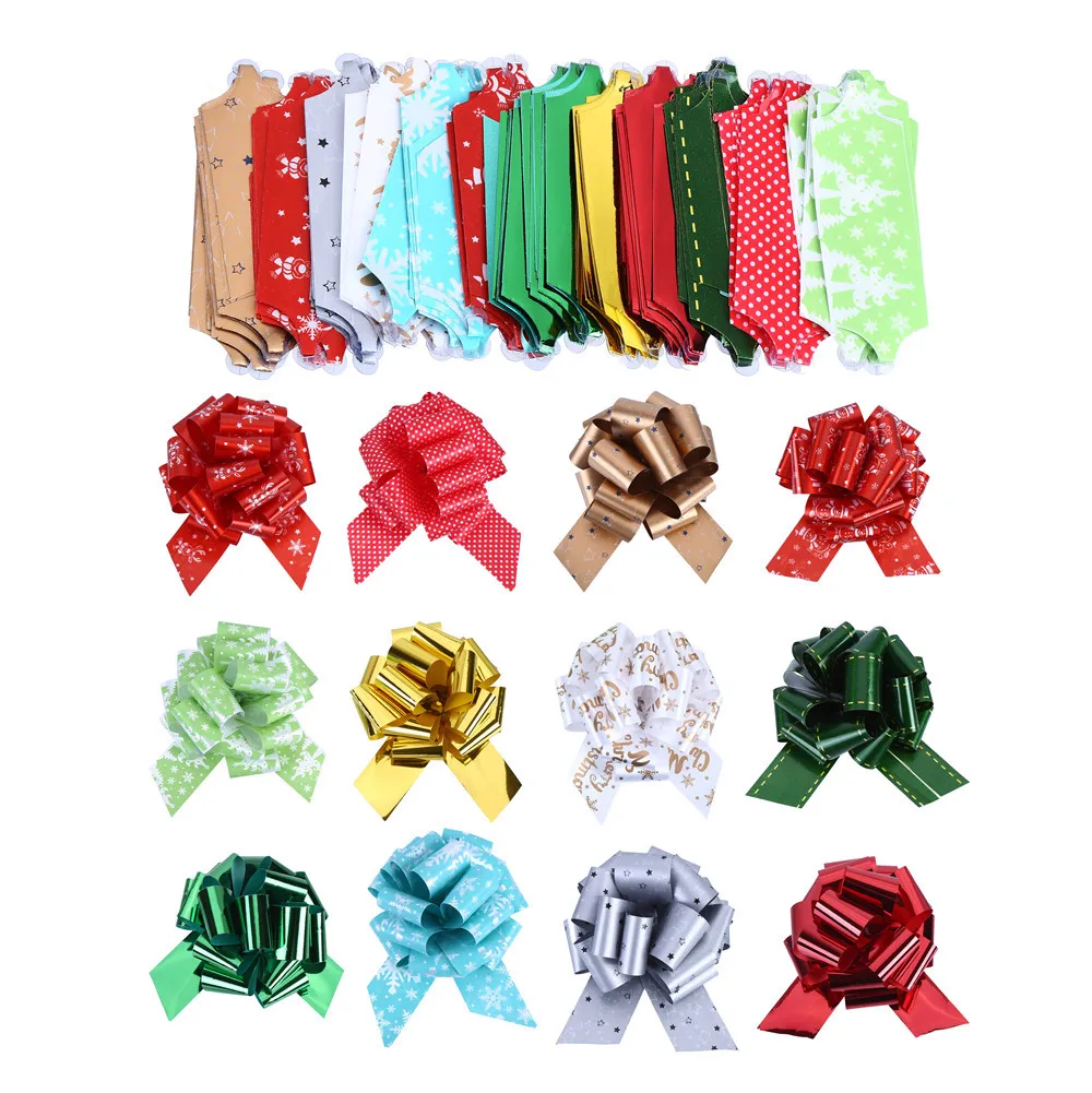 12pc christmas pull flower gift bowknot xmas tree decor gift