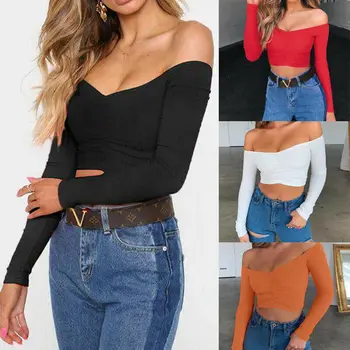 Women Summer Off Shoulder Bodycon Slim Knitted Blouse Bandage Top Vest Blouses Long Sleeve Ladies Tops Shirts Womens Black White
Women Summer Off Shoulder Bodycon Slim Knitted Blouse Bandage Top Vest Blouses Long Sleeve Ladies Tops Shirts Womens Black White