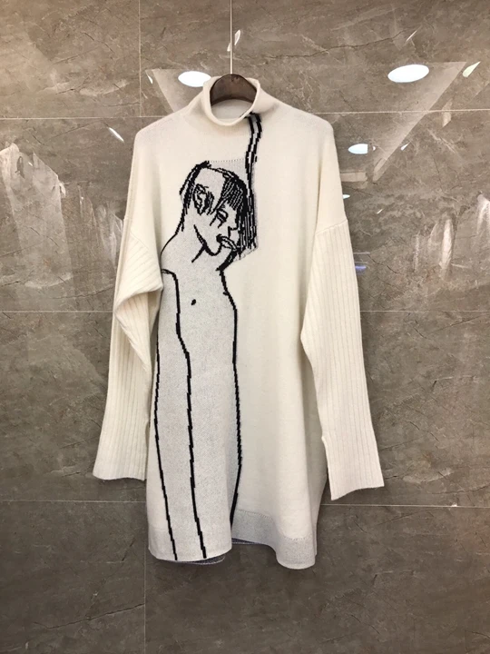 2019 Early Autumn New Women's Circle-collar Figure Printed Pattern Knitted Long-sleeved Sweater Dress 818
2019 Early Autumn New Women's Circle-collar Figure Printed Pattern Knitted Long-sleeved Sweater Dress 818