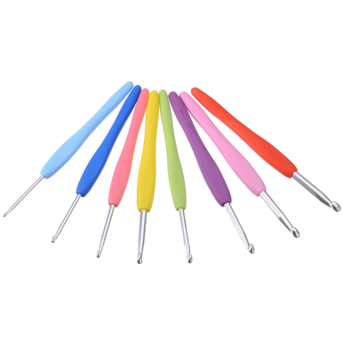 8 PCS Sweater Sewing Needles Aluminum Crochet Hook Knitting Needles with Colorful Soft Handle Kit 2.5/3/3.5/4/4.5/5/5.5/6 mm