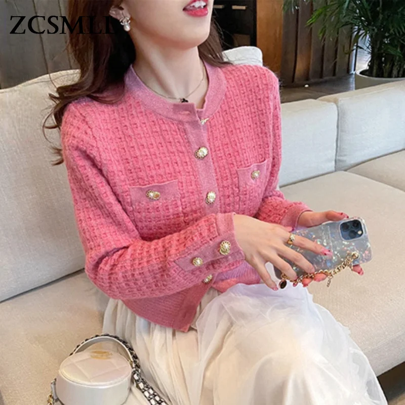 ZCSMLL Pink Sweater Women's Short Slim Knitted Cardigan Top Round Neck Single Breasted Coat Female Cute Outwear Clothes TH041
ZCSMLL Pink Sweater Women's Short Slim Knitted Cardigan Top Round Neck Single Breasted Coat Female Cute Outwear Clothes TH041