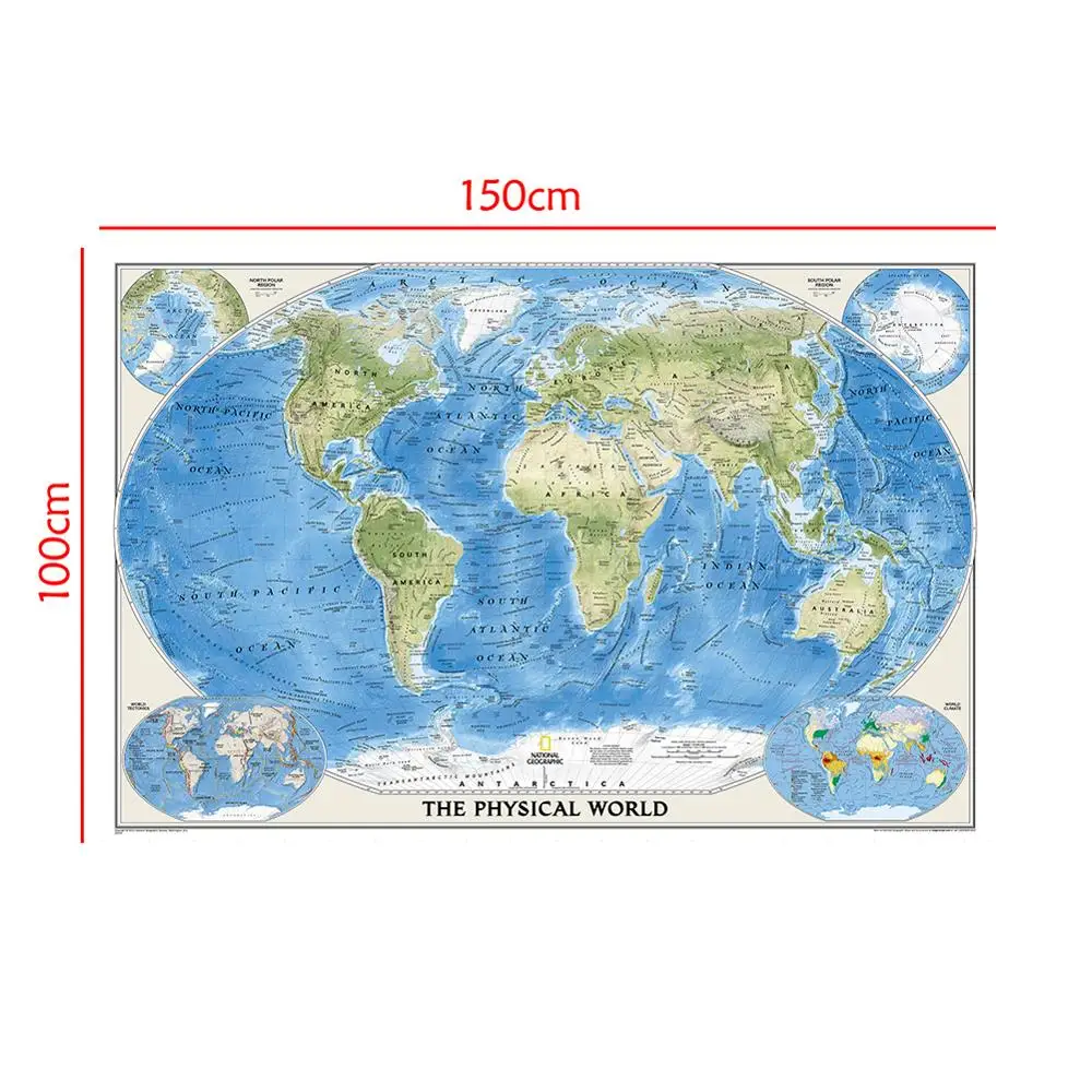 150x100cm Physical Map Of The World Non-woven foldable World Map Without National Flag For Culture And Education
150x100cm Physical Map Of The World Non-woven foldable World Map Without National Flag For Culture And Education