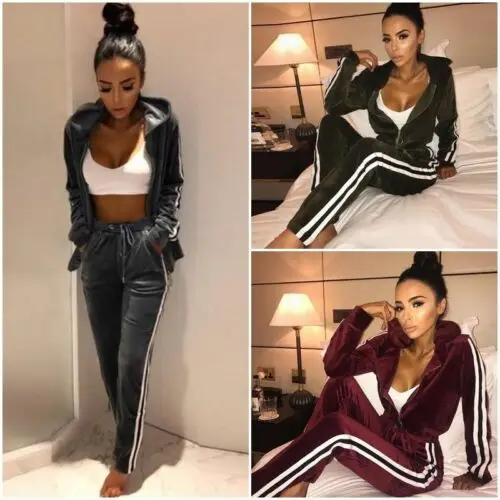 Fashion Womens Ladies Stylish Zipper Long Sleeve Hoodies Tracksuit Velvet Coat Jacket Long Pants 2PCS Lounge Wear Sport Suit Set
Fashion Womens Ladies Stylish Zipper Long Sleeve Hoodies Tracksuit Velvet Coat Jacket Long Pants 2PCS Lounge Wear Sport Suit Set