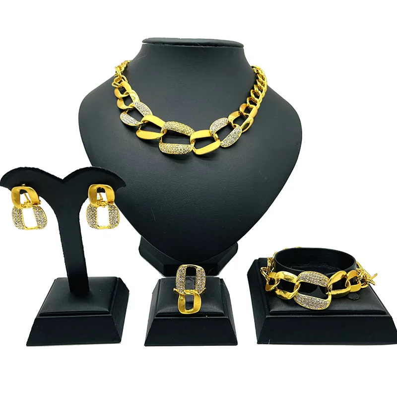 Dubai gold color jewelry sets for women bridal luxury necklace earrings bracelet ring set Indian African wedding ornament gifts
Dubai gold color jewelry sets for women bridal luxury necklace earrings bracelet ring set Indian African wedding ornament gifts