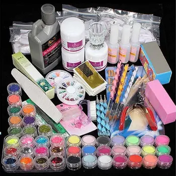 

Professional Acrylic Liquid Powder Glitter Clipper Primer File Nail Art Tips Tool Brush Tools Set Kit
