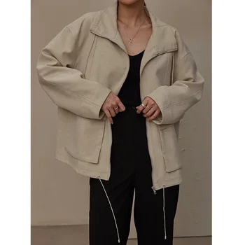 2020 Autumn New Women's Clothes Korean Casual Cotton Blended Big Pockets Plus Size Coat Lapel Black Jacket Loose Top 
2020 Autumn New Women's Clothes Korean Casual Cotton Blended Big Pockets Plus Size Coat Lapel Black Jacket Loose Top