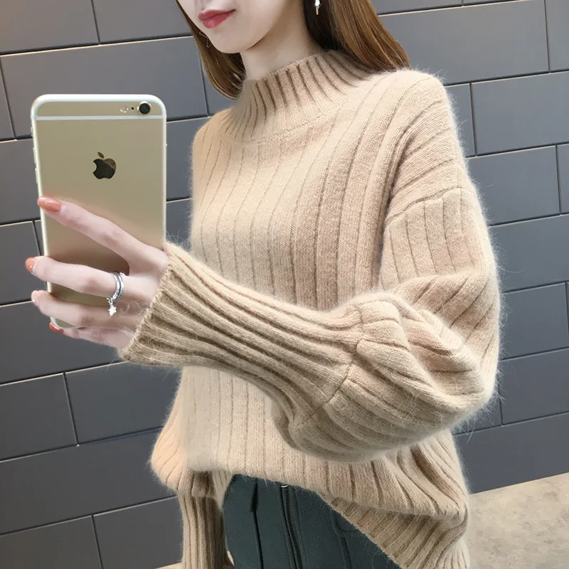 Lantern Sleeve Laziness-Style Half-Turtle-Neck Sweater Spring And Autumn New Style Pullover Loose-Fit Fashion Winter Knit Low Wa
Lantern Sleeve Laziness-Style Half-Turtle-Neck Sweater Spring And Autumn New Style Pullover Loose-Fit Fashion Winter Knit Low Wa