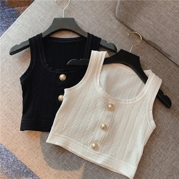 HIGH STREET 2020 Newest Designer Tops Women's Sleeveless Lion Buttons Embellished Knitting Camis Vest Crop TOPS
HIGH STREET 2020 Newest Designer Tops Women's Sleeveless Lion Buttons Embellished Knitting Camis Vest Crop TOPS