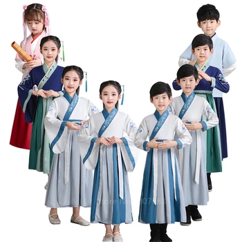 Children Ancient Costume Hanfu Boys Girls Traditional Chinese Folk Dance Clothes Retro Embroidery Dress Stage Performance Wear
Children Ancient Costume Hanfu Boys Girls Traditional Chinese Folk Dance Clothes Retro Embroidery Dress Stage Performance Wear