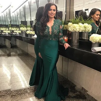 2020 Dark Green Illusion Long Sleeves Evening Dresses With Deep V Neck Lace Mermaid Prom Dress Long Formal Party Gowns
2020 Dark Green Illusion Long Sleeves Evening Dresses With Deep V Neck Lace Mermaid Prom Dress Long Formal Party Gowns