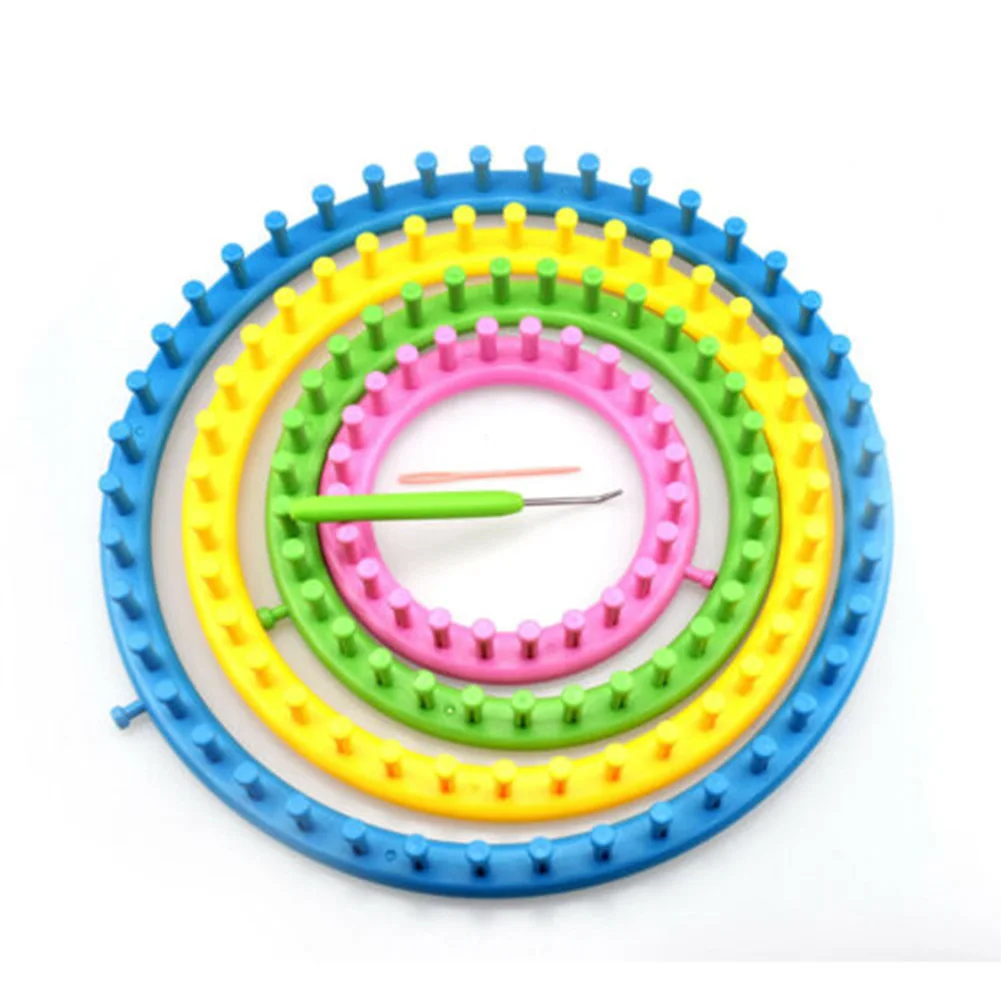 Knitting Loom Set Round Classical Hat Scarf Sock Plastic Flower Knit Looms Sweater Tool Castle Weaver Rings | Дом и сад