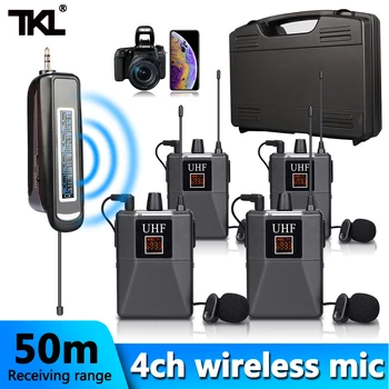 TKL 4Channel Wireless Lavalier Microphone DSLR Phone Lapel Mic Transmitter Youtube Video Recording microphone System PRO-15C
TKL 4Channel Wireless Lavalier Microphone DSLR Phone Lapel Mic Transmitter Youtube Video Recording microphone System PRO-15C