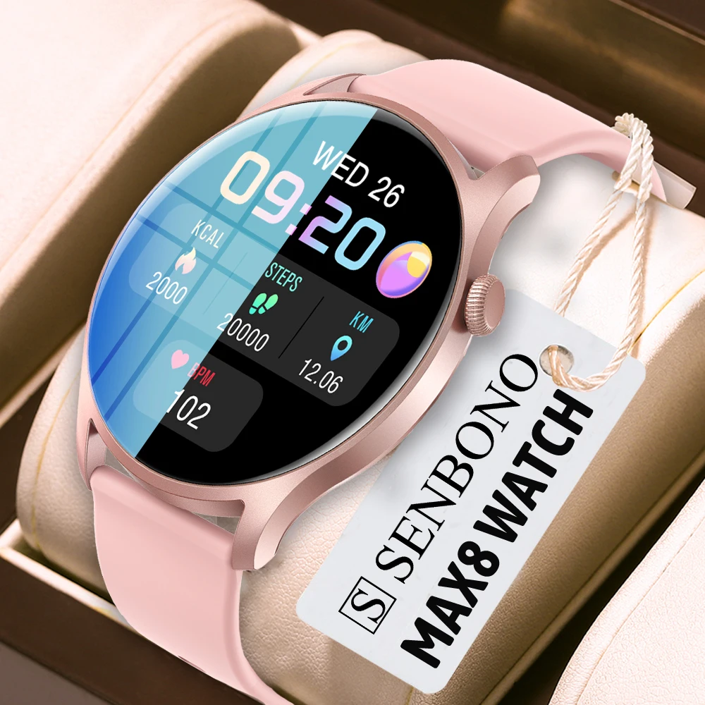 Мужские и женские умные часы SENBONO MAX8 2021 спортивный фитнес-трекер Spo2/BP/HR IP67
