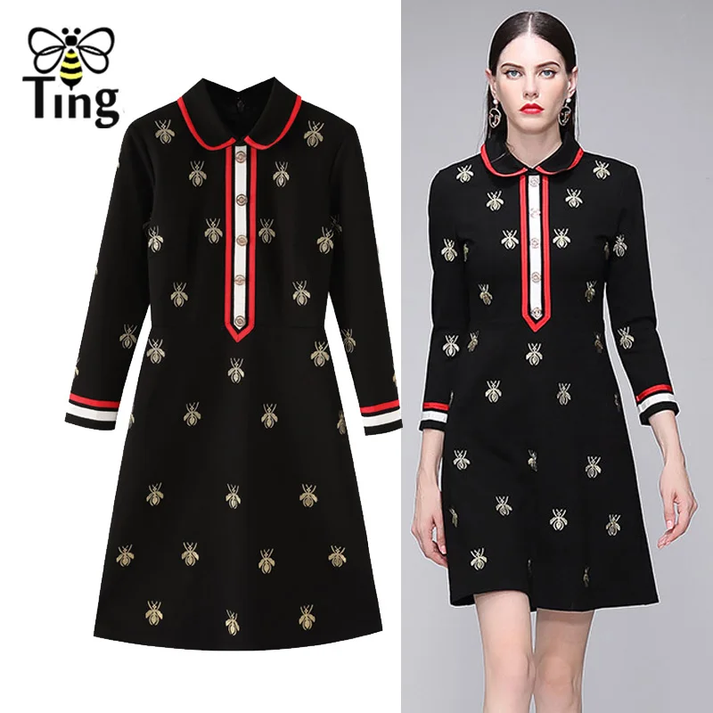 Tingfly Winter Autumn Designer Style Bee Embroidery Knitted Mini Dress Preppy Peter Pan Collar A Line Knitting Short Dress Casua
Tingfly Winter Autumn Designer Style Bee Embroidery Knitted Mini Dress Preppy Peter Pan Collar A Line Knitting Short Dress Casua