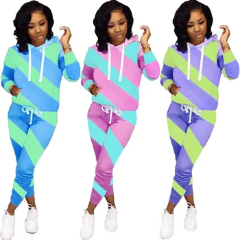 2019 autumn European and American women's two-color stitching fluorescent color hooded fashion casual loose two-piece
2019 autumn European and American women's two-color stitching fluorescent color hooded fashion casual loose two-piece