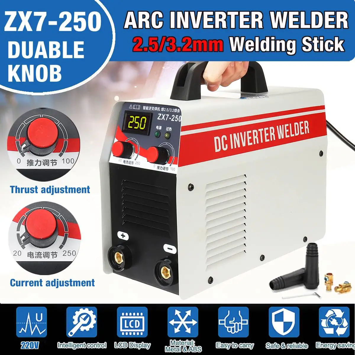 ZX7-250 Mini Home 220V ARC MMA Welding Machine 250A Phase DC Inverter Digital Dsplay Welding Apparatus
ZX7-250 Mini Home 220V ARC MMA Welding Machine 250A Phase DC Inverter Digital Dsplay Welding Apparatus