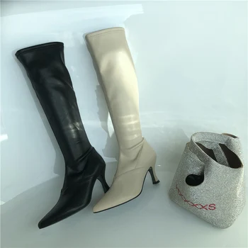 Women Winter 2020 INS Beige Black Thin High Heels Knee High Boots Soft Leather Zippers Long Boots Designer Thigh High Boots Shoe
Women Winter 2020 INS Beige Black Thin High Heels Knee High Boots Soft Leather Zippers Long Boots Designer Thigh High Boots Shoe