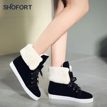 SHOFORT Winter Snow Boots 2020 Fashion Flock Lace-Up Women Boots All-match Turned-over Edge Thicken Plush Warm Flat Women Shoes 
SHOFORT Winter Snow Boots 2020 Fashion Flock Lace-Up Women Boots All-match Turned-over Edge Thicken Plush Warm Flat Women Shoes