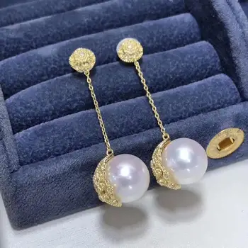 Pure 925 Sterling Silver Fine Jewelry Fresh Water White 9-8mm Round Pearl Dangle Earrings for Women Fine Pearl Earrings 
Pure 925 Sterling Silver Fine Jewelry Fresh Water White 9-8mm Round Pearl Dangle Earrings for Women Fine Pearl Earrings