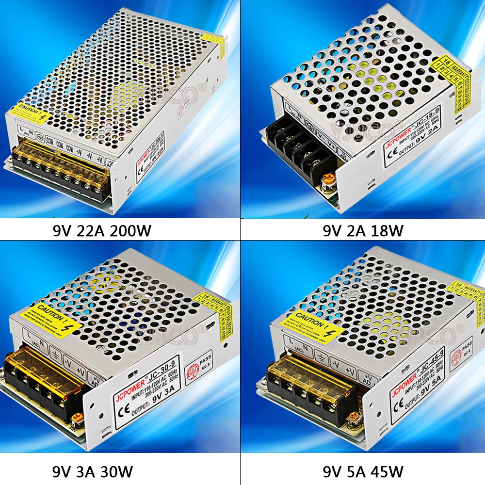 DC9V Regulated Switching Power Supply 2A/3A/5A/22A/30A Swich Driver Transformer AC110V 220V to DC 9v For LED Strip Light CNC
DC9V Regulated Switching Power Supply 2A/3A/5A/22A/30A Swich Driver Transformer AC110V 220V to DC 9v For LED Strip Light CNC