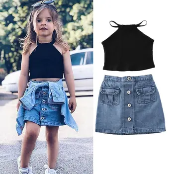 Toddler Kids Baby Summer Clothes Set Halter Sleeveless Vest Tanks Tops Button Denim Mini Skirts 2PCS Holiday Outfit 1-6Y
Toddler Kids Baby Summer Clothes Set Halter Sleeveless Vest Tanks Tops Button Denim Mini Skirts 2PCS Holiday Outfit 1-6Y