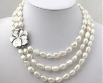 3 Rows White Freshwater Pearl Necklace7-8mm 18-20''
3 Rows White Freshwater Pearl Necklace7-8mm 18-20''