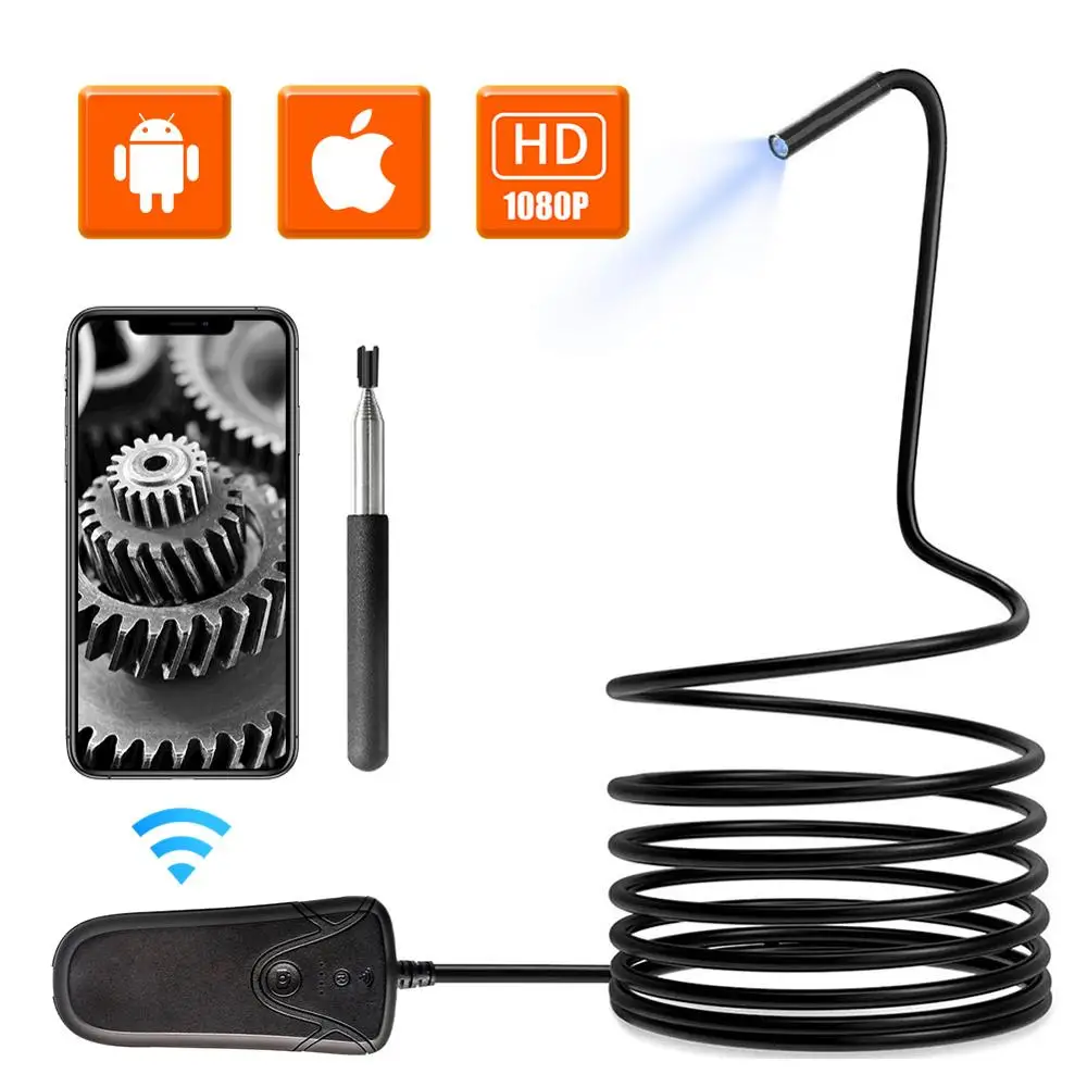 5.5mm 1080P Wireless Endoscope 2.0 Megapixels WiFi Inspection Camera IP68 Waterproof Borescope Semi-rigid cable led adjustable
5.5mm 1080P Wireless Endoscope 2.0 Megapixels WiFi Inspection Camera IP68 Waterproof Borescope Semi-rigid cable led adjustable