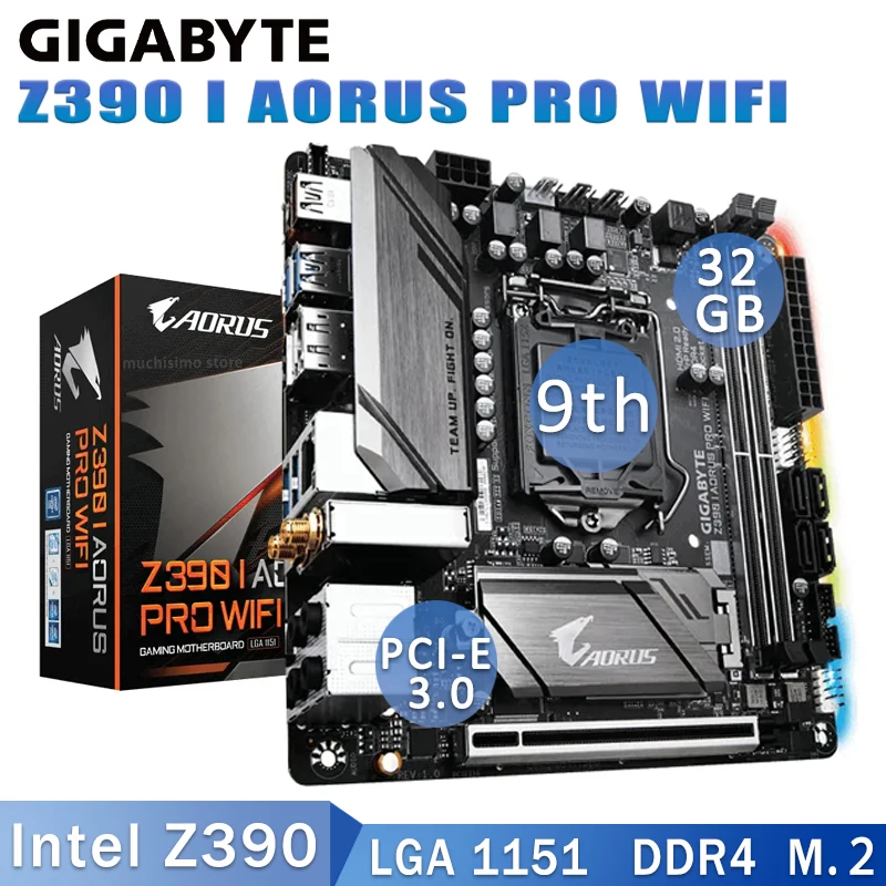 LGA 1151 Gigabyte Z390 I AORUS PRO Материнская плата с WIFI Core i9/i7/i5/i3/ DDR4 PCI-E 3 0 M.2 настольный