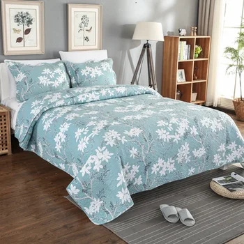 230*250cm Pastoral style comfort green with flowers pattern quilts Set 3PCS Washable Bedspread Cotton Quilt Bed Cover Coverlet
230*250cm Pastoral style comfort green with flowers pattern quilts Set 3PCS Washable Bedspread Cotton Quilt Bed Cover Coverlet