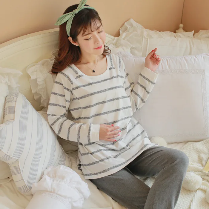 New Style Stripes Confinement Clothing Pure Cotton Pullover Nursing Clothes Thin Type for Spring And Autumn Long Sleeve Pregnant
New Style Stripes Confinement Clothing Pure Cotton Pullover Nursing Clothes Thin Type for Spring And Autumn Long Sleeve Pregnant