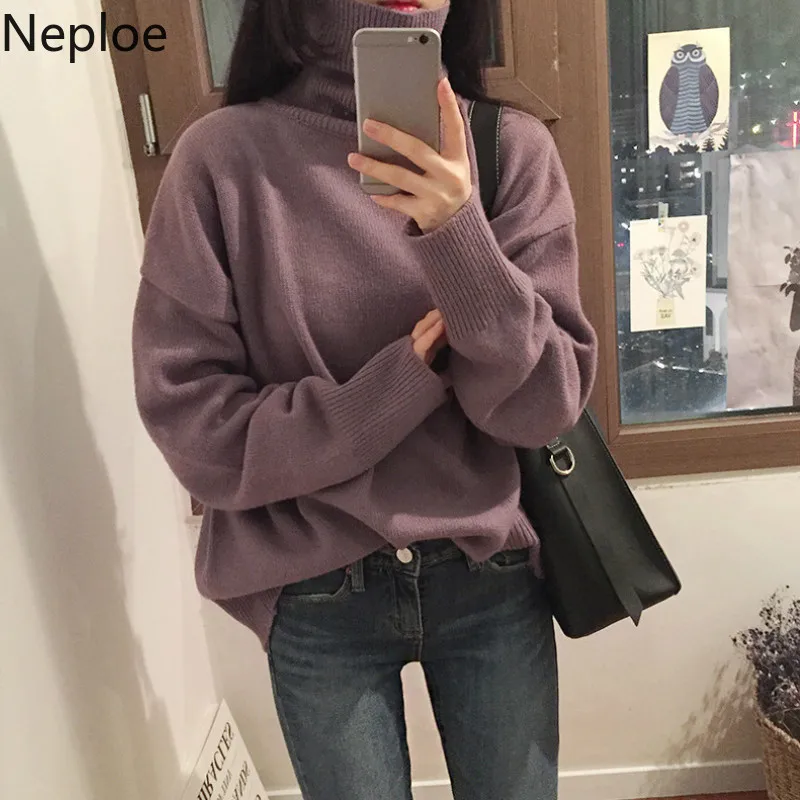 Neploe Korean Retro Turtleneck Pullovers Women Solid Loose Bottom Knitted Sweaters Simple Wils Pull Femme Hiver Thick 45803
Neploe Korean Retro Turtleneck Pullovers Women Solid Loose Bottom Knitted Sweaters Simple Wils Pull Femme Hiver Thick 45803