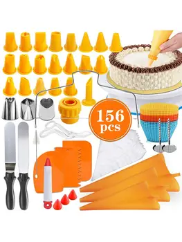 156 PCS Cake Decoration Turntable Baking Tools Full Set of Cream Decorating Mouth Scraper Squeezing Bag Silicone Cup Spatula
156 PCS Cake Decoration Turntable Baking Tools Full Set of Cream Decorating Mouth Scraper Squeezing Bag Silicone Cup Spatula