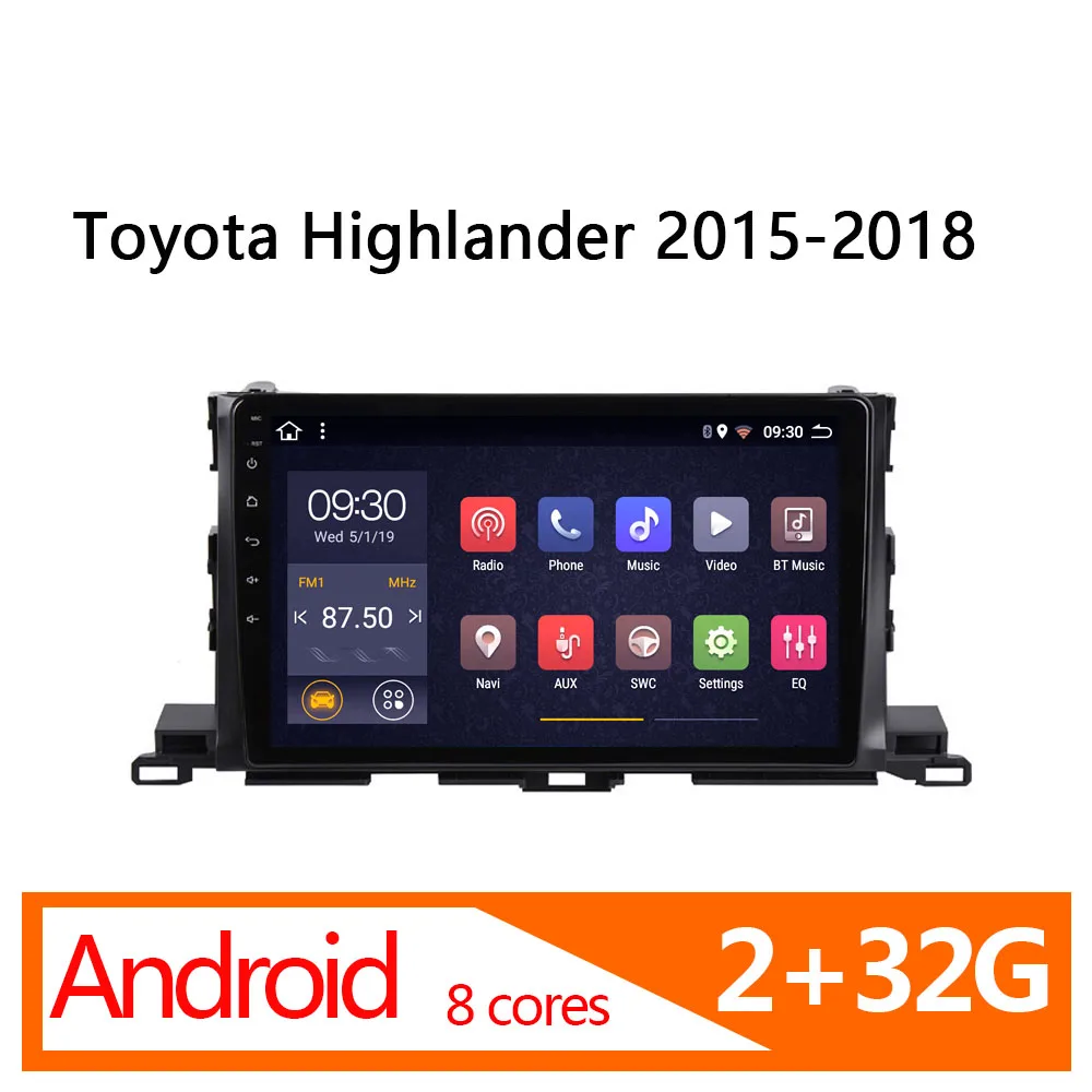 Автомагнитола 2 32 ГБ 8 ядер android для Toyota high Lander 2015 2016 2017 2018 мультимедийный