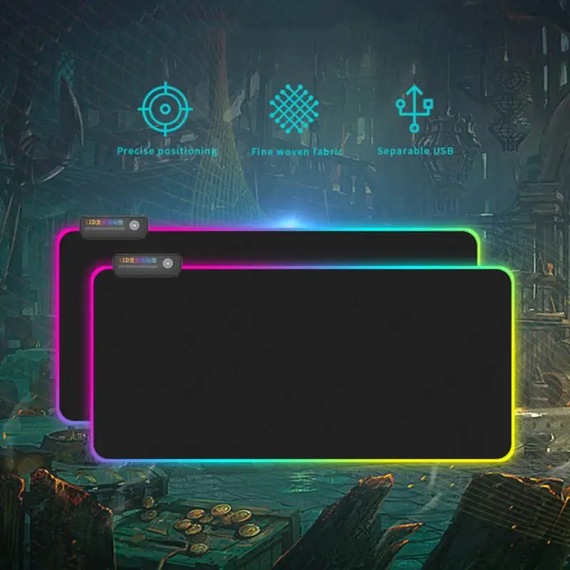 RGB игровой коврик для мыши большой геймер светодиодный компьютерный с подсветкой