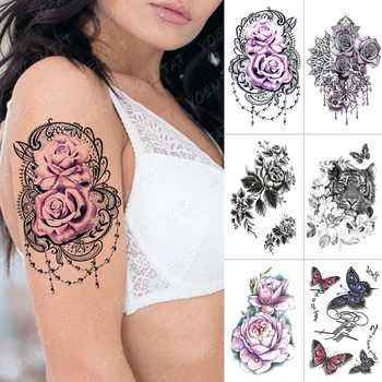 Waterproof Temporary Tattoo Sticker Purple Lace Peony Rose Flash Tattoos Tiger Butterfly Body Art Arm Fake Tatoo Women Men
Waterproof Temporary Tattoo Sticker Purple Lace Peony Rose Flash Tattoos Tiger Butterfly Body Art Arm Fake Tatoo Women Men