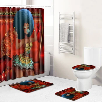 Fashion African Woman Pattern Polyester Shower Curtain Set Non Slip Rugs Carpet For Bathroom Toilet Flannel Bath Mat Set
Fashion African Woman Pattern Polyester Shower Curtain Set Non Slip Rugs Carpet For Bathroom Toilet Flannel Bath Mat Set