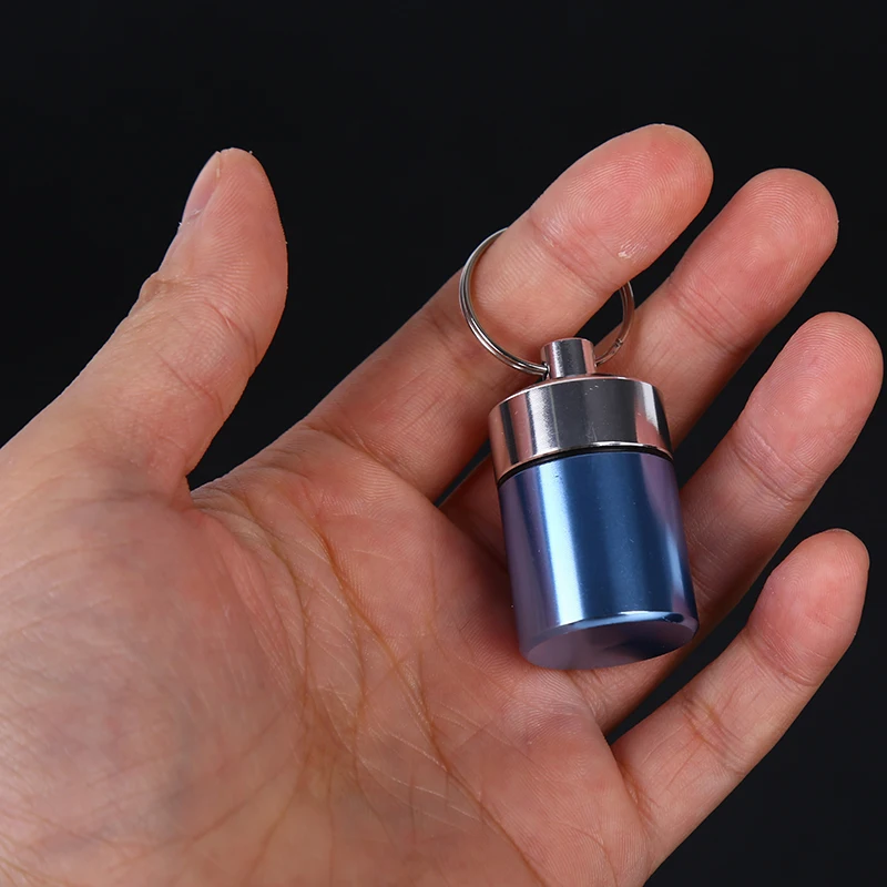 Фото Mini Metal Waterproof Alloy Pill Box Case Bottle Drug Holder Container Keychain Medicine Health Care For Travel | Красота и здоровье