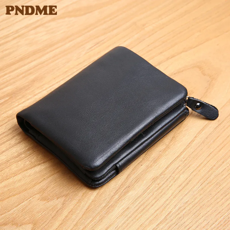 PNDME simple casual short zipper men genuine leather wallet multi-card soft cowhide tri-fold black luxury card holder teen purse
PNDME simple casual short zipper men genuine leather wallet multi-card soft cowhide tri-fold black luxury card holder teen purse