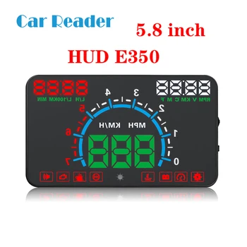 

HUD E350 OBD2 OBDII Car Head Up Display 5.8 Inch Screen Easy Plug And Play Overspeed Alarm Fuel Consumption display projector