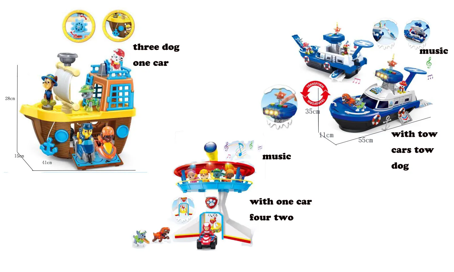 

Paw Patrol Car Motorboat Bus Lookout Tower with Music Patrulla Canina Psi Patrol Car Action Figures Toys for Children Gifts