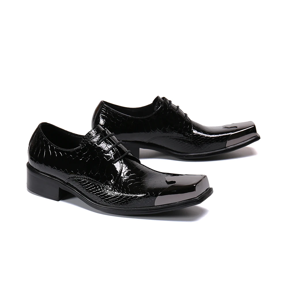 

British Style Formal Men Oxford Shoes Plus Size Square Toe Business Brogue Shoes Male Black Genuine Leather Lace Up Dress Shoes