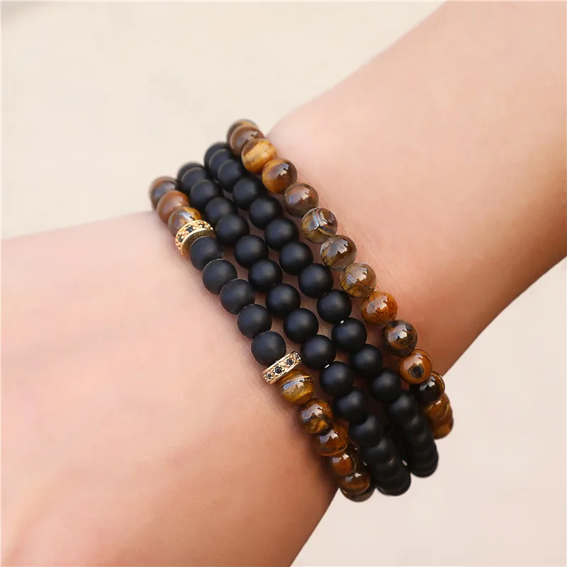 4Pcs/set Fashion 6mm Tiger Eye Stone Bead Bracelet Sets Men Matte Black Matte Stone Bead CZ Bracelet Sets For Men Jewelry Gift
4Pcs/set Fashion 6mm Tiger Eye Stone Bead Bracelet Sets Men Matte Black Matte Stone Bead CZ Bracelet Sets For Men Jewelry Gift