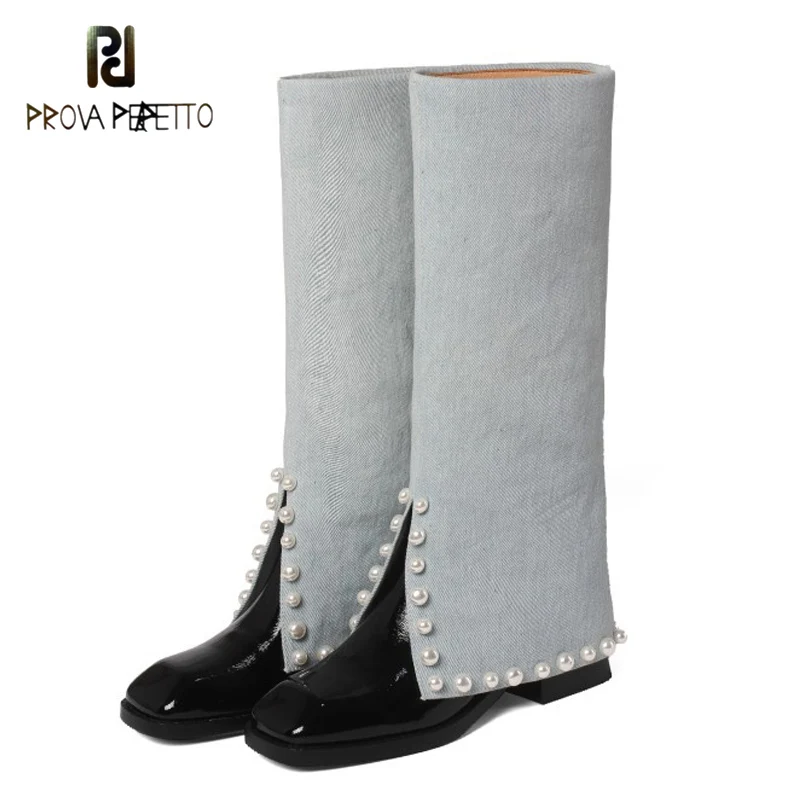 2021 Autumn Round Toe Mid-heel High Boots But Knee Boots Stitching Denim Beaded Trousers Boots Folding Female Knight Boots
2021 Autumn Round Toe Mid-heel High Boots But Knee Boots Stitching Denim Beaded Trousers Boots Folding Female Knight Boots